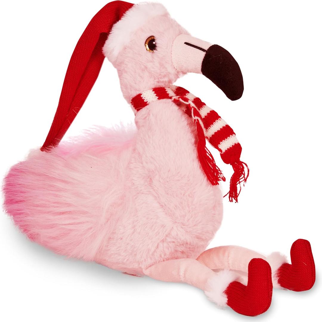Bearington Pluma The Festive Flamingo Stuffed Animal, Christmas Flamingo, 8.5 Inch Flamingo Christmas Decoration, Ideal Holiday Stuffed Animal Gift for Toddlers, Kids & Teens