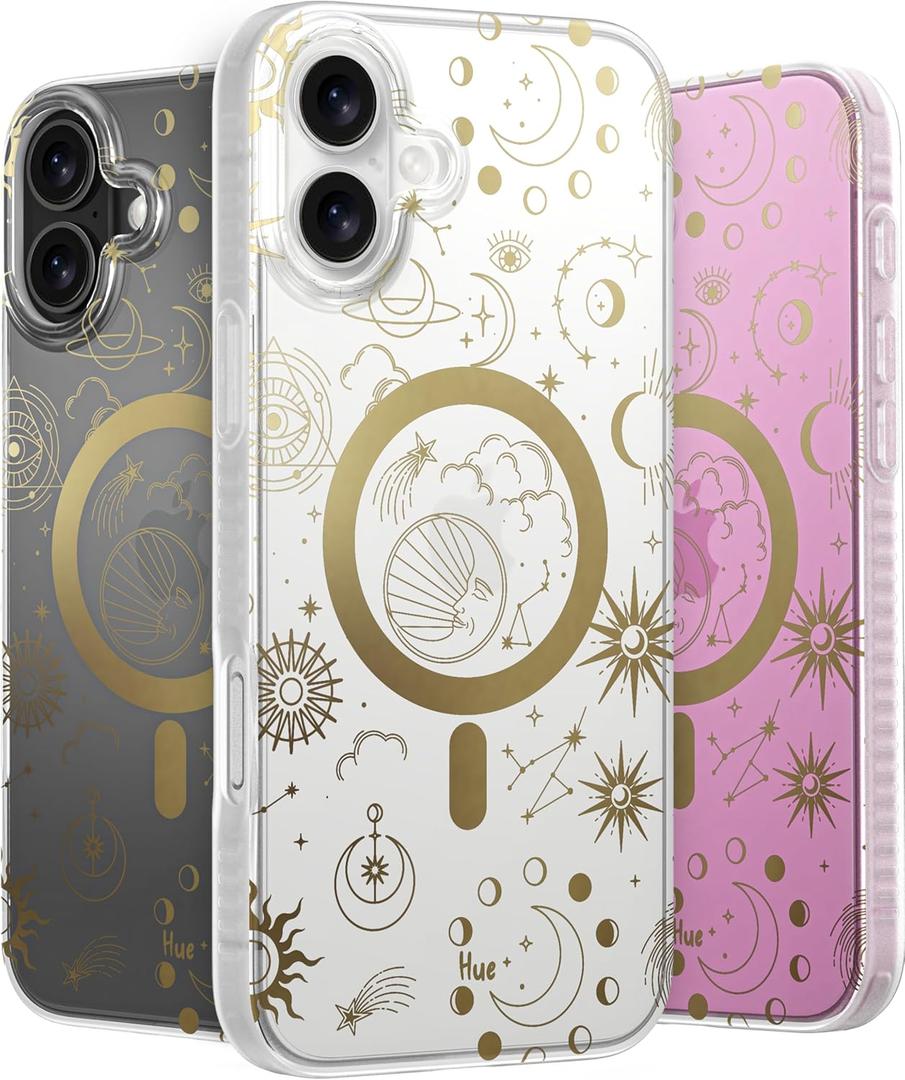 LONLI Hue - Magnetic Case for iPhone 16 Plus - [Compatible with Magsafe] - [360 Shock-Absorbent Bumper] - [Cute and Unique Phone Cover for Girls and Women] - Cosmic Stars