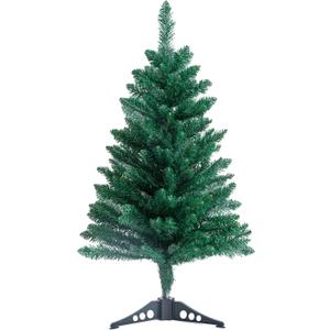 3FT Artificial Christmas Tree, Green Tabletop Christmas Tree with Metal Stand 160 Branch Tip Mini Xmas Pine Tree for Party Supplies Indoor Outdoor Holiday Home Decoration