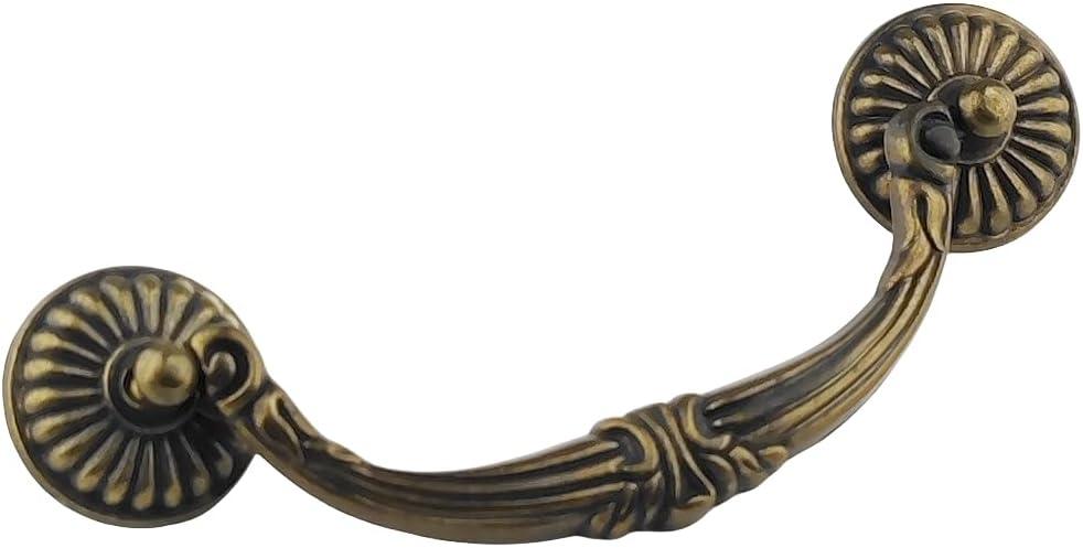 4-Pack 4.5" C-C Vintage Look Antique Bronze Bail Drawer Pull Drop Swing Handles Dresser Pulls Cabinet Knob Vintage Style 114 mm 4 1/2" Centers (4, Antique Bronze)