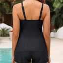 Century Star Two Piece Tankini Swimsuits for Women 2026 Tummy Control Bathing Suit with Shorts Athletic Side Pockets (Black, M)