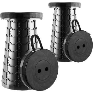 Upgraded Foldable Stool Thickened, Portable Collapsible Stool Retractable Stool for Fishing, Hiking Tours, BBQ, Parties, Outdoor Activities (Pack of 2, Black) Upgraded Foldable Stool Thickened, Portable Collapsible Stool Retractable Stool for Fishing, Hiking Tours, BBQ, Parties, Outdoor Activities (Pack of 2, Black)