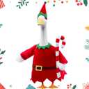 Christmas Goose Outfits,2 Pcs/Set Toy Soldier Style Goose Clothes with Pointed Hat and Candy Cane Fits 23" Lawn Goose Statue,Red Christmas Outdoor Goose Costume,Yard Patio Garden Xmas Decor