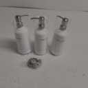 White Shampoo and Conditioner Dispenser Set by Brighter Barns - Shower Dispenser for Bathroom - Refillable Plastic Shampoo Bottle & Stainless Steel Pump - Shampoo Dispenser for Vacation Rental (White) (Silver) Pack of 3