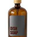 SAVVY & SORTED Amber Glass Dish Soap Dispenser for Kitchen Sink 1 Liter, Large Kitchen Soap Dispenser Set with Permanent Label, Refillable Glass Bottle for Dish Washing Liquid, 34 Fl Oz
