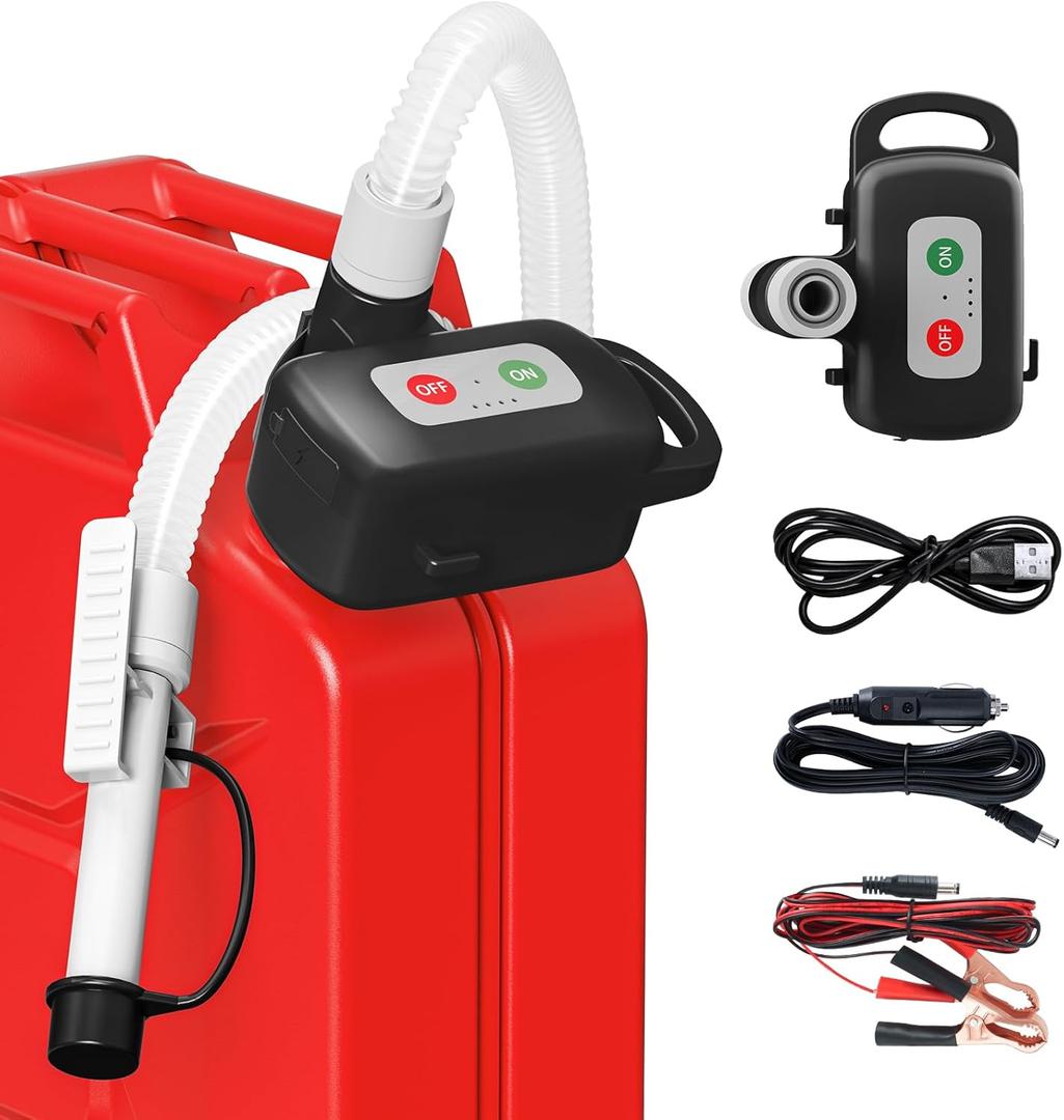Rechargeable Fuel Transfer Pump with Auto Stop Sensor, Fast 3.2 GPM Flow Gas Can Pump Portable Fuel Pump, Lithium-Ion Battery Gas Transfer Pump for Gasoline, Oil, Kerosene, Diesel, gifts for men