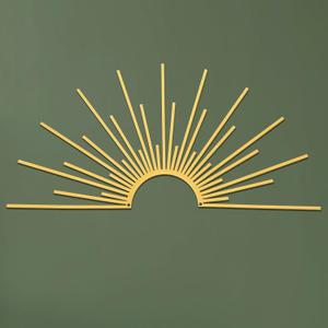 Otoolling Sun Gold Metal Wall Decor Minimalist Sun Sparkle Metal Wall Art Boho Abstract Sculpture Sunshine Minimalist Line Design for Kitchen Bedroom Living Room Outdoor,15.7'' x 7.7''