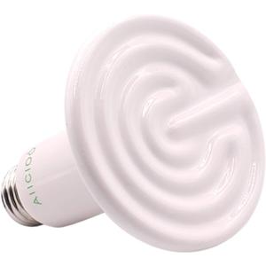 Aiicioo Reptile Heat Lamp Bulb -60W Ceramic Heat Emitter No Harm No Light Infrared Heater Lamp for Chicken Coop Lizard Aquarium Snake Outside Dogs Brooder 110V,White