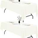 IVAPUPU 2PCS Ivory Table Cloth for Rectangle Table - 60 x 102 Inch Tablecloths Rectangular Cloths Waterproof Washable Wrinkle Resistant for 6 FT Wedding Cocktail Party