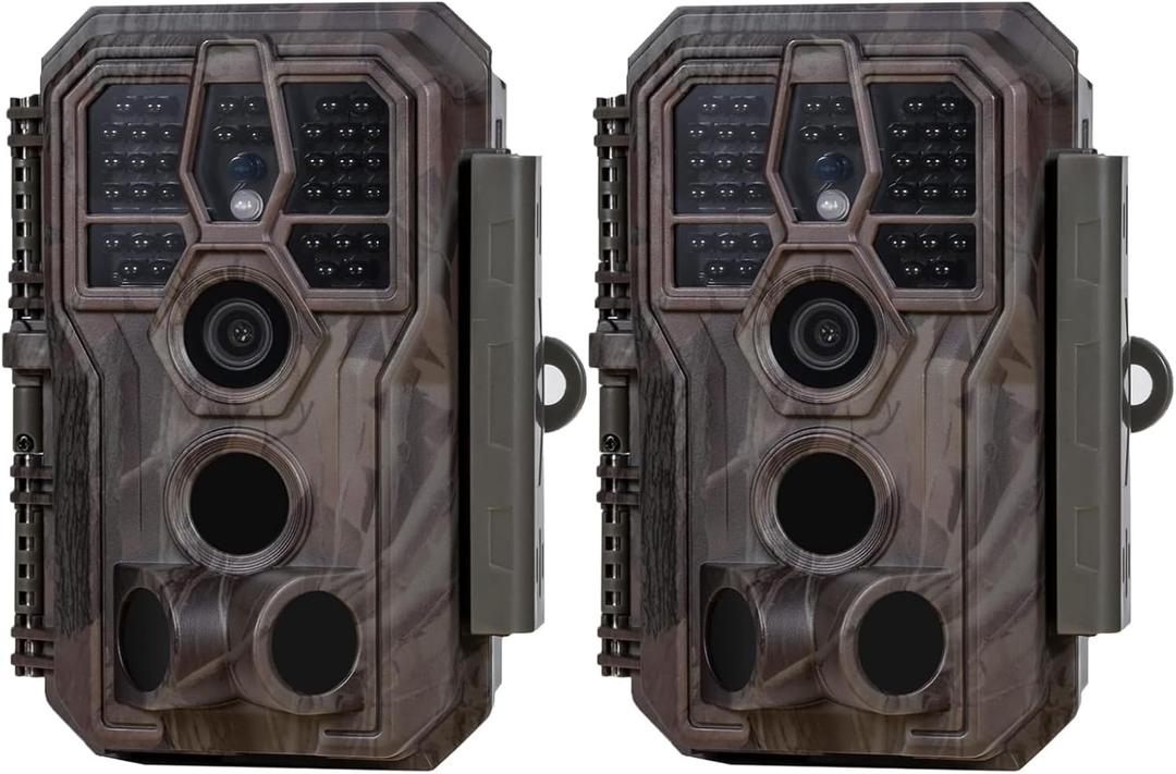 GardePro E5S 2-Pack Trail Camera (Non-Cellular, Non-WiFi), 64MP Photo & 1296P HD Video, 0.1s Trigger, 100ft No-Glow Night Vision, Motion Activated Wildlife Camera