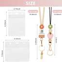 2 Pcs Teacher Lanyards with 2 PCS ID Badges Holder Wood Silicone Beaded Lanyard for Keys Cute Breakaway Lanyards Necklace for ID Badges Woman Teacher Nurse Office