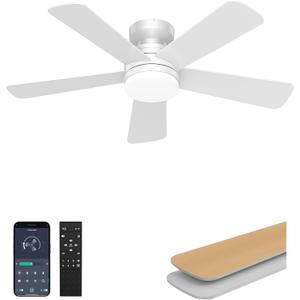 42 Inch Low Profile Ceiling Fans with Lights and Remote | Low Profile Ceiling Fan, 6 Speeds, 3000K - 6500K Dimmable LED Fan Light, Modern Indoor Flush Mount Ceiling Fans for Bedroom