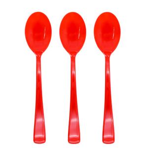 50 Pcs Red Plastic Spoons, Red Utensils Heavy Duty, Disposable Plastic Cutlery Include 50 Spoons for Birthday, Wedding, Flag Day, Valentine's Day