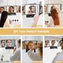 Dripex 3 Way Mirror with Storage Shelf, Trifold Self Haircut 360 Barber Mirror with Height Adjustable Hooks for Makeup, Styling, Shaving, Braiding, Dye Hair