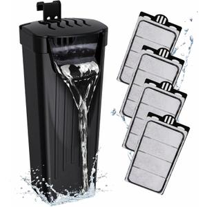 GOZILLA Turtle Tank Filter 74GPH, Low Water Level Turtle Tank 3.5W Fish Tank Aquarium Filters for Small Tanks up to 15 Gallons Include 4 Replacement Cartridges.(Black)
