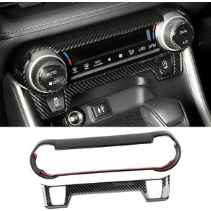 Car Accessories Fit for Toyota RAV4 XA50 2019-2022 2023 2024 2025 Dashboard Console Air Control Switch Button Cover Trim and Center Console Switch Cover Trim (Carbon Fiber Style) ABS 2PCS