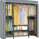 E3C Black Clothes Rack with Gray Cover, Heavy Duty Garment Rack