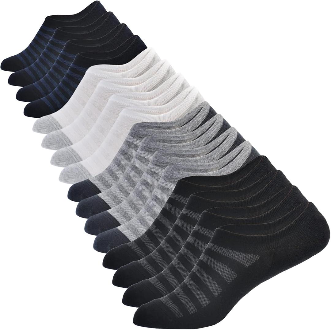 Ankle Socks Men 8 Pairs Cotton Low Cut Socks Breathable Casual Ankle Socks Women (9-12, E-8 Pairs(2*black+2*white+2*grey+2*navy))