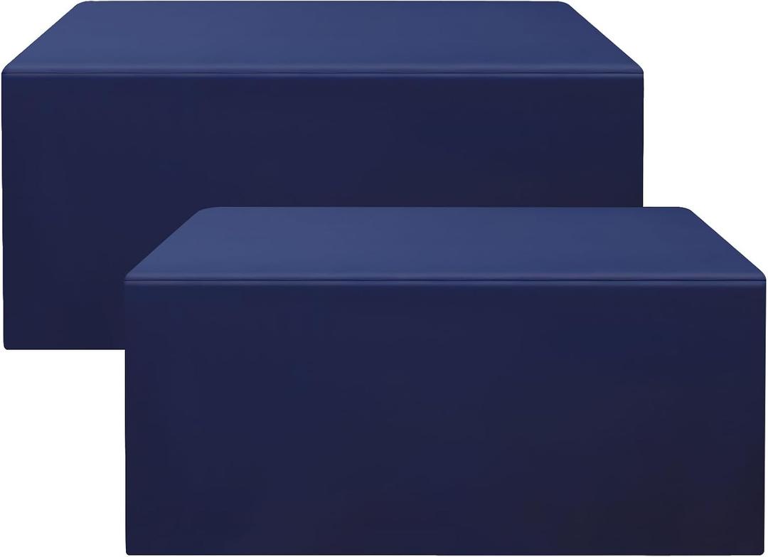 Smiry 2 Packs Fitted Navy Blue Tablecloths, 6 Foot Rectangle Polyester Fabric Table Cloths, Washable Table Cover for Trade Show, Craft Show, Parties, Birthday, Wedding, 72 x 30 Inch
