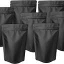 100 Pack Matte Black Mylar Stand Up Bags - 5.5x7.8 Inches Smell Proof Resealable Pouch Bag, Sealable Foil Packaging Zipper Pouches for Food Storage