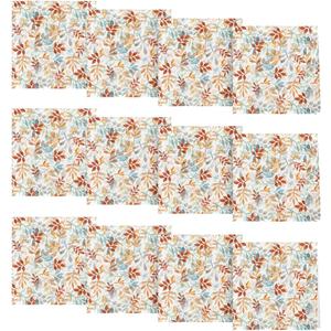 Horaldaily Fall Cloth Napkins 18 x 18 Inch, Thanksgiving Autumn Harvest Orange Blue Watercolor Leaf Party Dinner Decoration Washable Napkins Set of 12