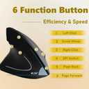 Urby Left Handed Mouse, Vertical Left Handed Ergonomic Wireless Mouse, Ideal for Lefty Users, Gaming & Office Use, Compatible with Windows/macOS/iPadOS. Black