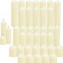 36 Pcs Individually Wrapped Pillar Candles Bulk, 2x3 2x6 2x8 Inch, Unscented Dripless Smokeless, Hurricane Candles for Wedding Party, Spa, Home Decor (36 Ivory Pointed-tip, 2 x 3/6/8 Inch)