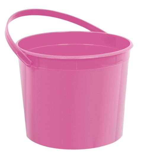 Pink Plastic Bucket - 8" x 5.5" (1 Count) - Durable With Sturdy Handle - Ideal For Home & Outdoor Use