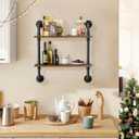 Merapi 24" Industrial Floating Shelves, Pipe Shelves for Wall, 2 Tier Rustic Wood Wall Shelves for Home Dcor, Bedroom, Living Room, Bathroom