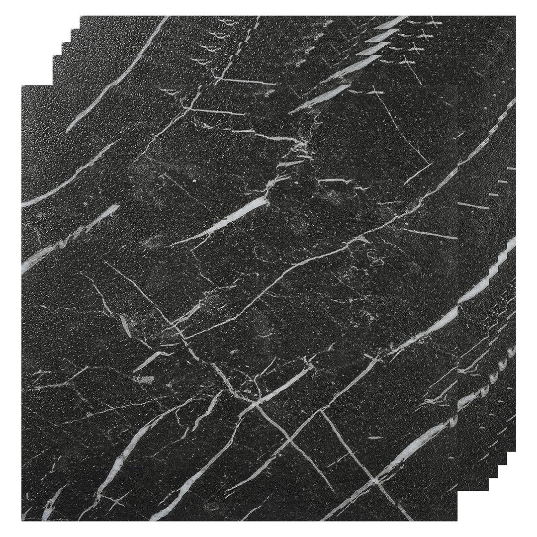 VallisCo 30-Pack Peel and Stick Vinyl Floor Tiles, 12"x12" Self-Adhesive Waterproof Peel and Stick Flooring Planks DIY for Bathroom, Kitchen, Living Room, Cover 30 Sq. Ft Black