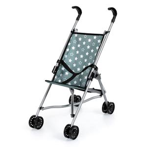 Bayer Umbrella Stroller for Dolls - Green & White Stars, Compact Foldable Design, Ages 3+