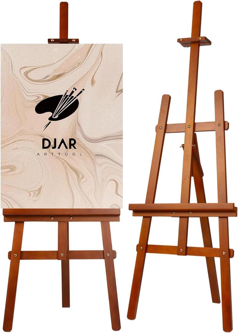 DJAR Art Easel for Painting, Tool-Less Installation Adjustable Wooden Painting Easel Stand for Adults, Artist, Beginners, Hold Canvas up to 39'', Walnut