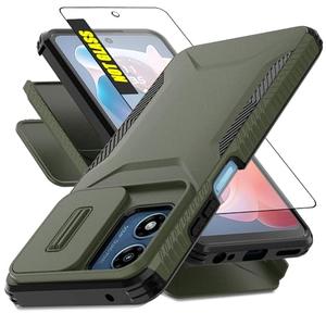 AWZHYDT for Motorola Moto G Play 5G 2024 Case,Moto G 5G 2024 Case | with 1 HD Screen Protector & Slide Camera Cover [2 in 1] Heavy Duty Rugged Shockproof Protective Cover (Pine Green)