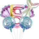 Mermaid Birthday Decorations Mermaid Balloons - Number 5 Balloons for Girls Under The Sea Mermaid Theme Baby Shower Birthday Favors