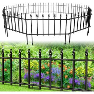 10-Pack No-Dig Decorative Metal Garden Fence Border, 18”H x 18.4 ft
