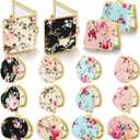 Blulu 16 Pcs Compact Mirrors for Purse Bulk Small Flower Pocket Mirror Vintage Portable Floral Folding Tea Party Favors Return Christmas Gifts for Women Birthday Wedding Makeup Travel(Gold Edge)