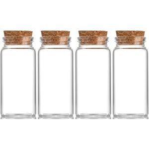 4 pcs 60ml Small Glass Bottles with Cork Stopper,Decorative Bottle,Vials Jars,Cute Storage Jar,Wishing Bottle 37x80mm(1.46x3.15inch)