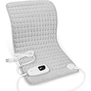 Deepsoon Heating Pad, Electric Heating Pads for Back, Neck, Abdomen, Moist Heating Pad for Shoulder, Knee, Arms, Legs, Dry/Moist Heat & Auto Shut Off, Christmas Gifts for Men and Women, Light Gray, 33x17 Inch