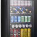 37 Bottle Wine Fridge,Freestanding 145 Can Beverage Refrigerator with Smart Temperature Control4.5 CU FT Quiet Mini Fridge with Child Lock Panel for Family Restaurant Bar, Black