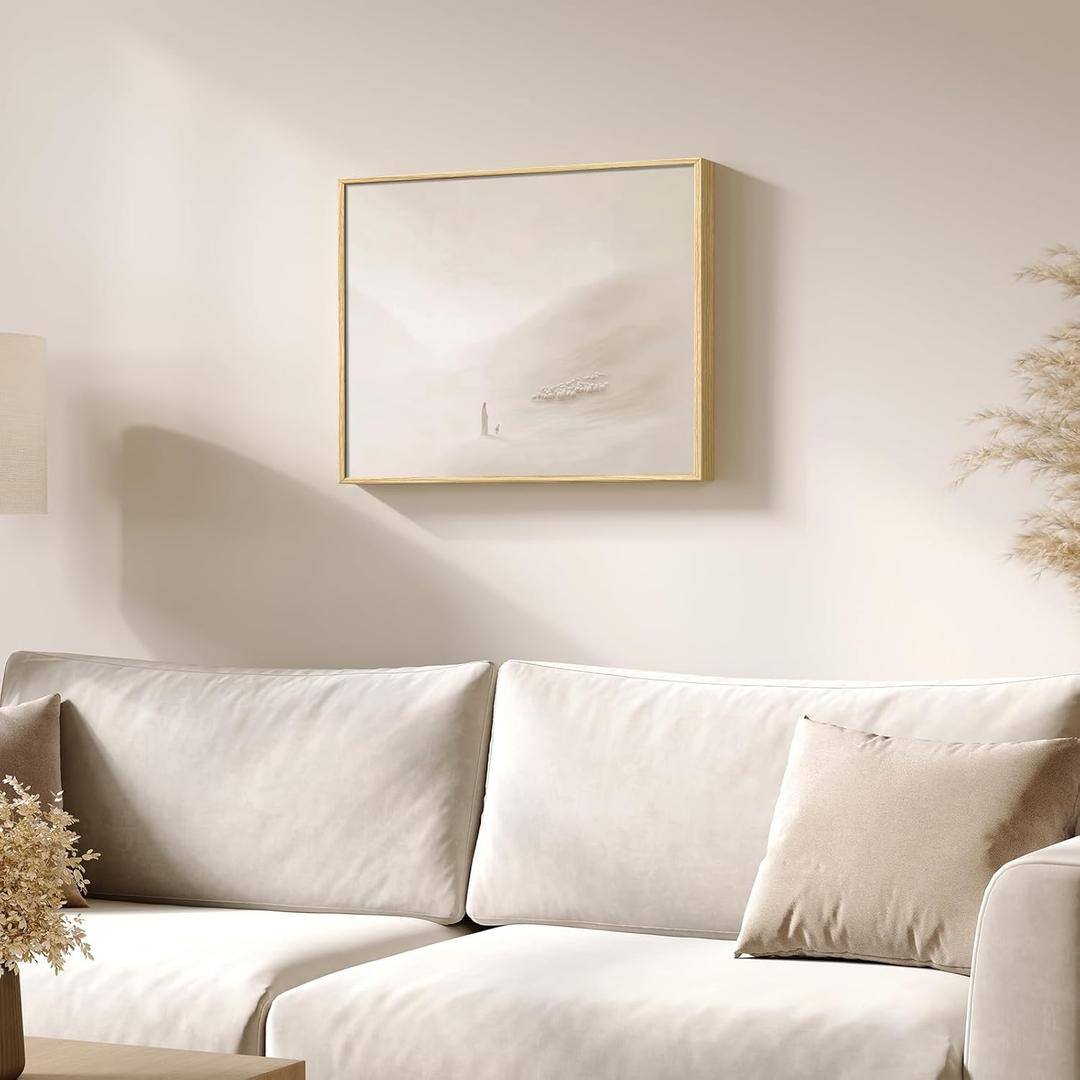 Framed Christian Wall Art, Jesus and Flock Canvas Print, Good Shepherd Religious Artwork for Living Room, Bedroom, Hallway, Prayer Room, or Office Decor, 12x16 Inch