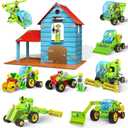 8-in-1 Farm Building Toys for Kids 4 5 6 7 8+ Year Old Boy & Girl, 153 PCS Tractor STEM Toy for Kids, 8 in 1 Learning Toys Educational Construction Blocks Building Set Birthday Gift for Kid
