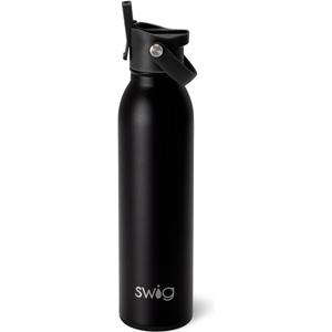 Swig Life 20oz Insulated Water Bottle, Travel Water Bottle with Straw and Lid, Cup Holder Friendly, Stainless Steel (Matte Black)