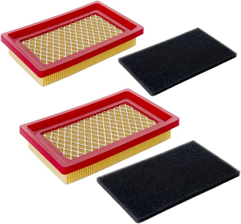 HOODELL 2 Pack 951-10298 Air Filter + Pre Cleaner for MTD Cub Cadet SC100 951-14632, Kohler 14 083 01-S, 5-5/8 3-1/2 inch Push Lawn Mower Air Filter
