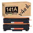 v4ink 141A W1410A Toner Cartridge High Yield 2,000 Pages Replacement for HP 141A Black Laserjet Toner Cartridge for HP Laser Jet M110w MFP M139w M140w Printer Toner (2 Pack, with chip)