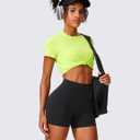 CRZ YOGA Secretsculpt Butterlift Biker Shorts 4" - No Front Seam High Waisted Womens Workout Gym Booty Scrunch Butt Black Medium