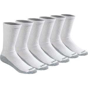 Dickies Men's Dri-Tech Original Moisture Control Crew Socks, (Medium, White (6 Pairs))