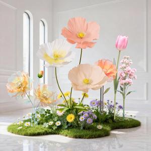 Artificial Flowers Decorations 5.58ft Fake Paper Poppy Flower for Standing Reception Wedding Arrangements Mother's Day Party Banquet Background Decor (Combodiam)