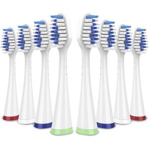 Replacement Toothbrush Heads for Waterpik Complete Care 5.0/9.0 (CC-01/WP-861), STRB-8WW, (8-Pack, White)