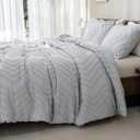 Andency Silver Grey Oversized Super King Comforter Set 120x120, Extra Large King Size Comforter Oversize Boho Soft Warm Bedding Comforter Sets, 3 Pieces Aesthetic Chevron Textured Bedding Set