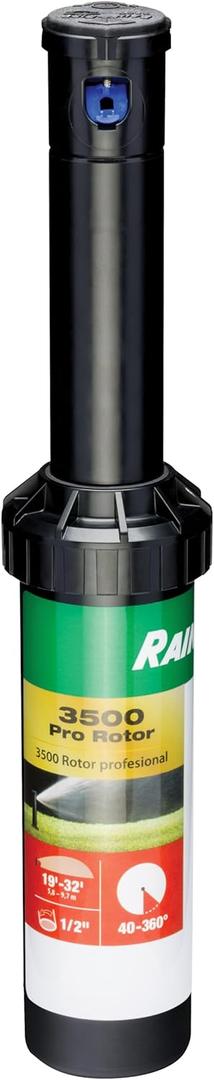 Rain Bird 3500 Pro Rotor with Rain Curtain Nozzle Set, 40 - 360 Pattern, 19' - 32' Spray Distance